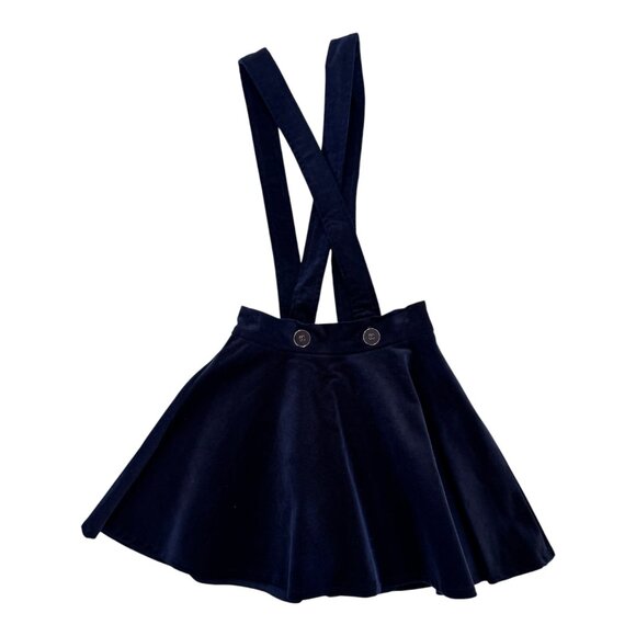 ATELIER BARN - SKIRT WITH SUSPENDERS - VELVET 98% COTTON - DARK NAVY - Picture 1 of 4